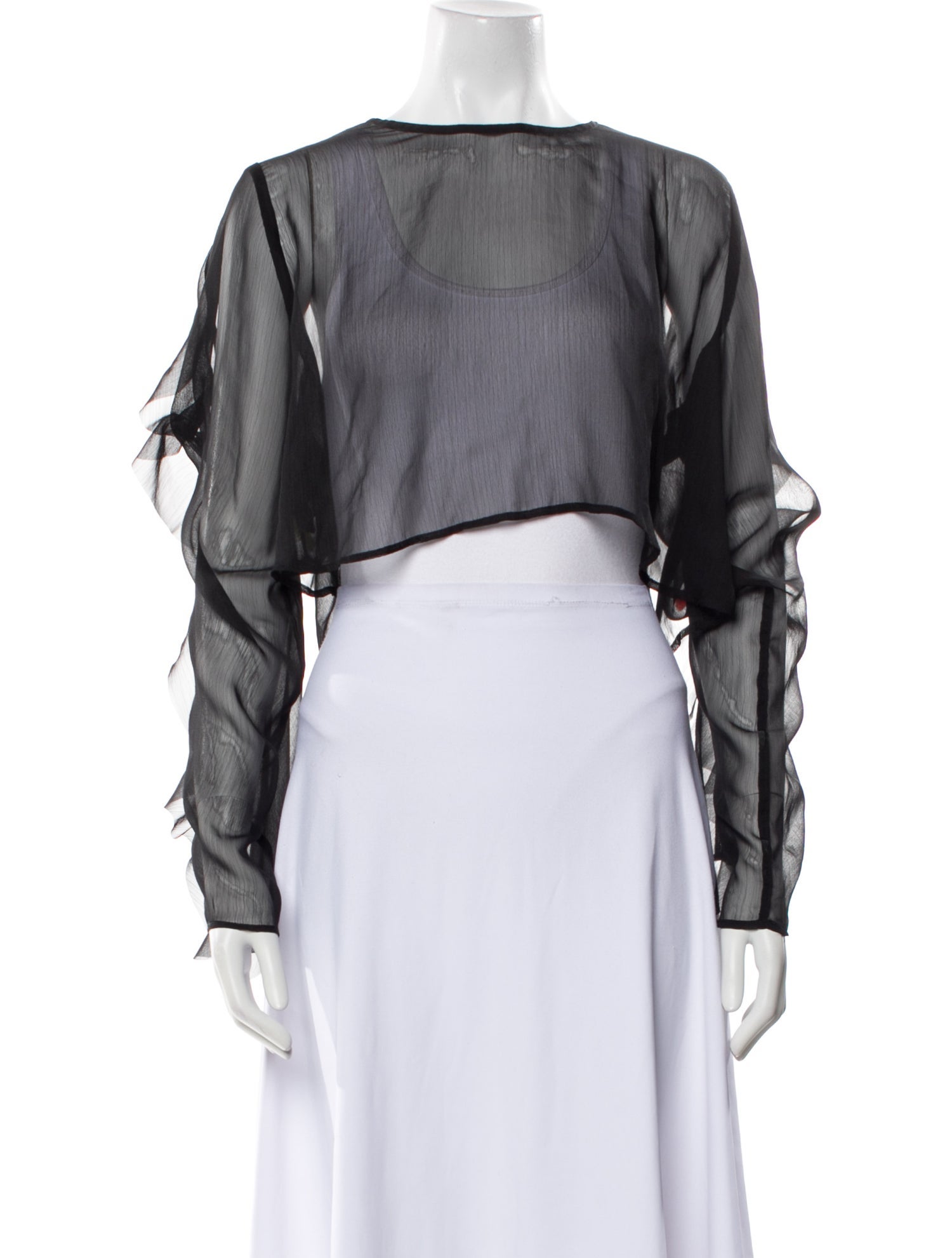 Shani Shemer Bateau Neckline Long Sleeve Crop Top w/ Tags