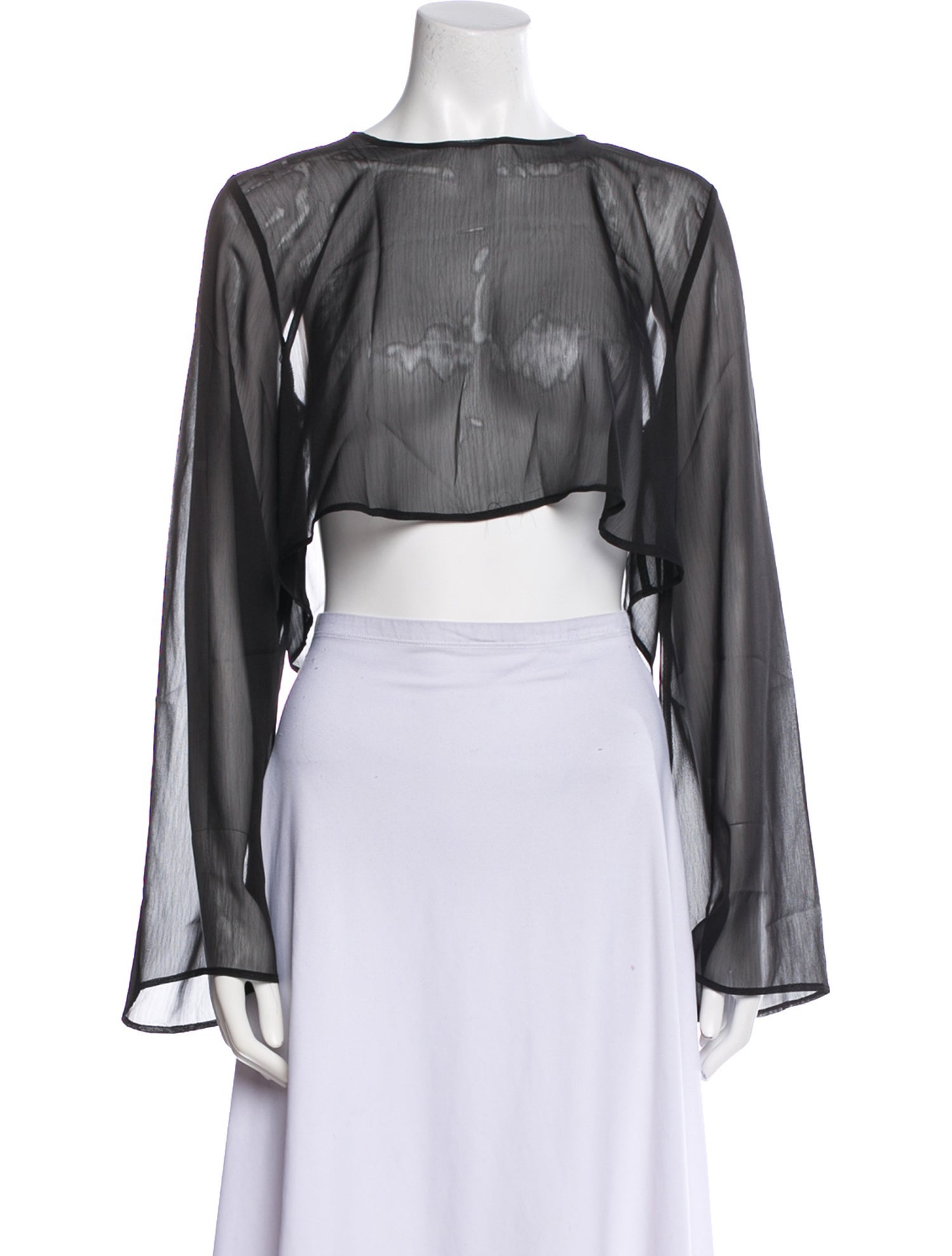 Shani Shemer Bateau Neckline Long Sleeve Crop Top