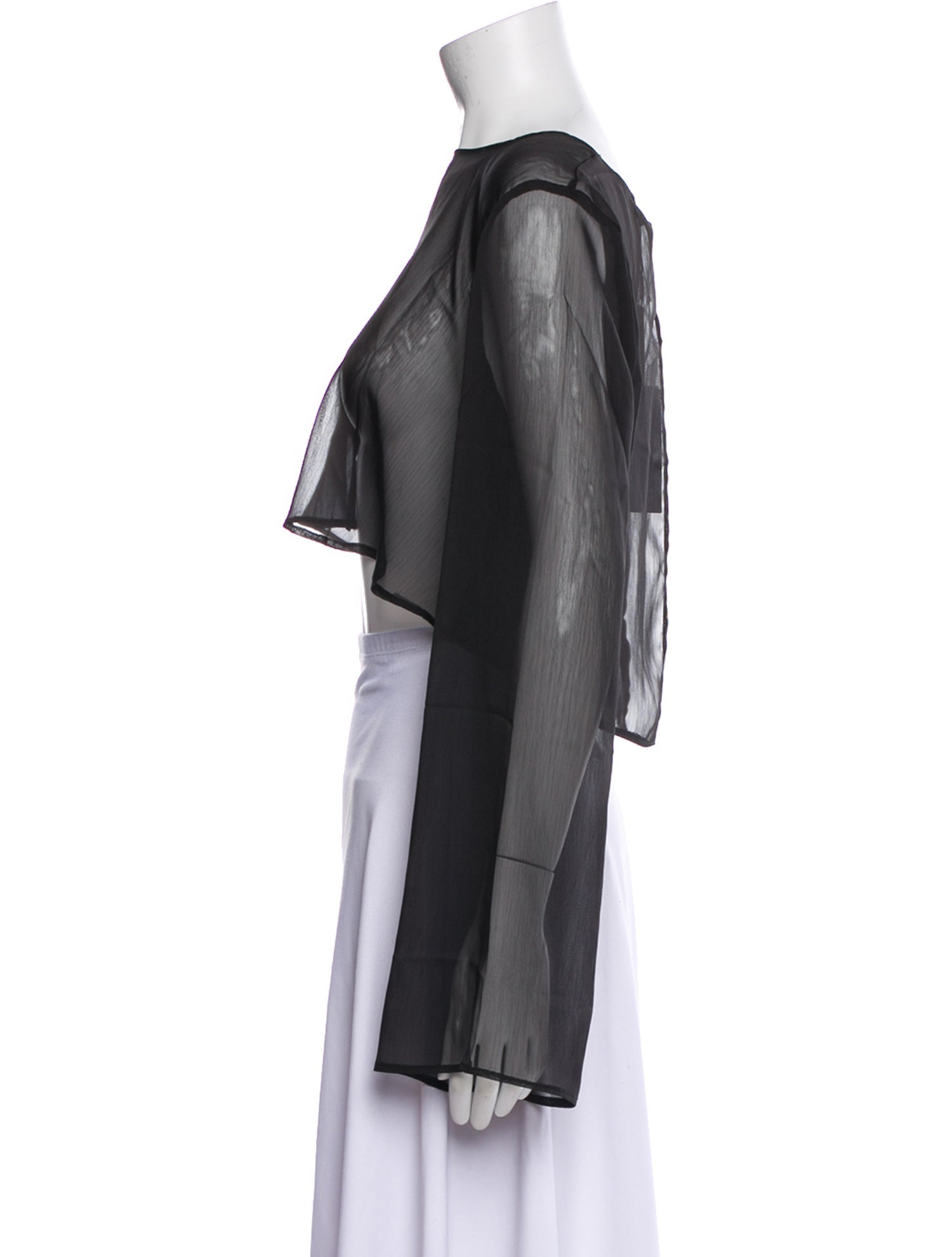 Shani Shemer Bateau Neckline Long Sleeve Crop Top