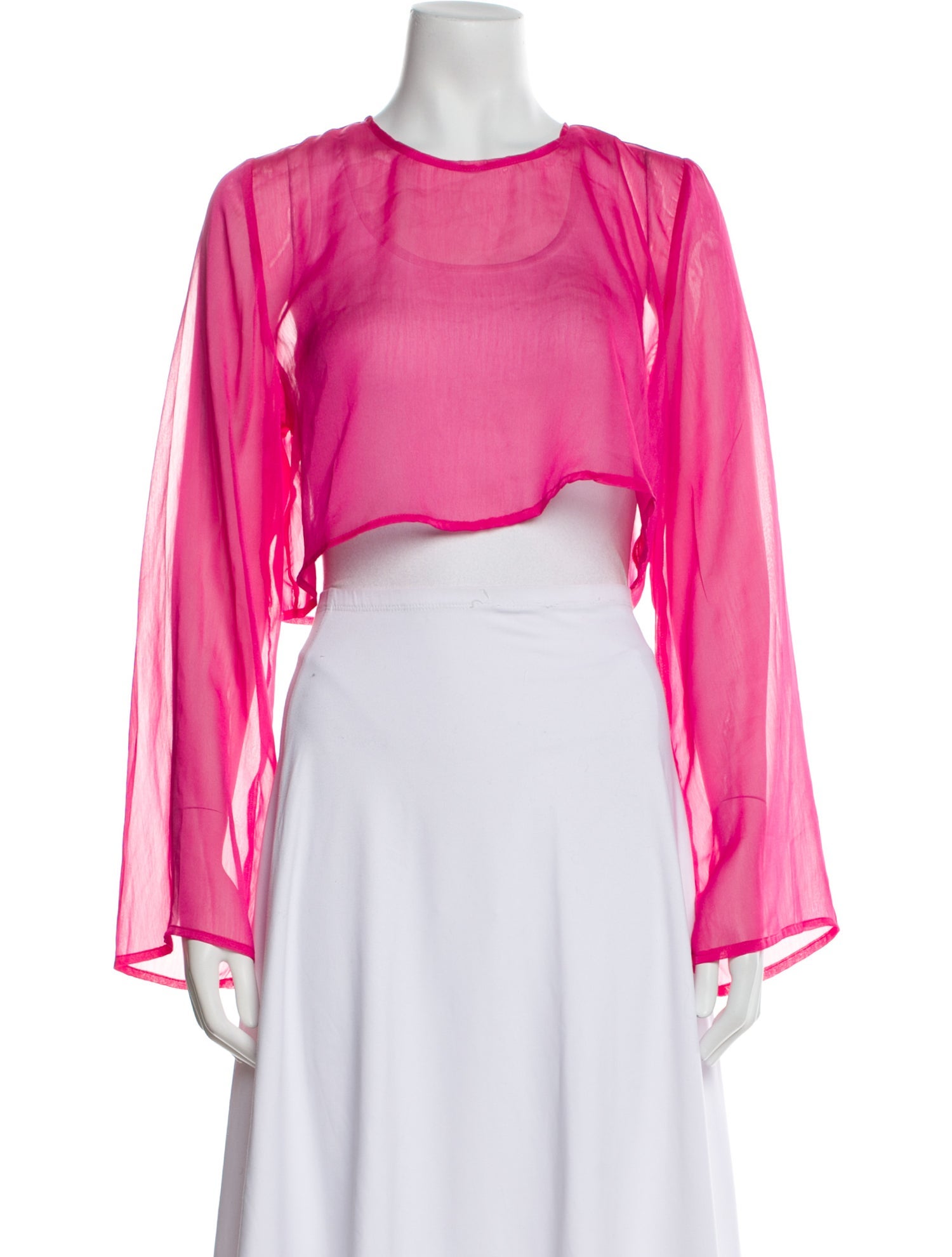 Shani Shemer Crew Neck Long Sleeve Crop Top