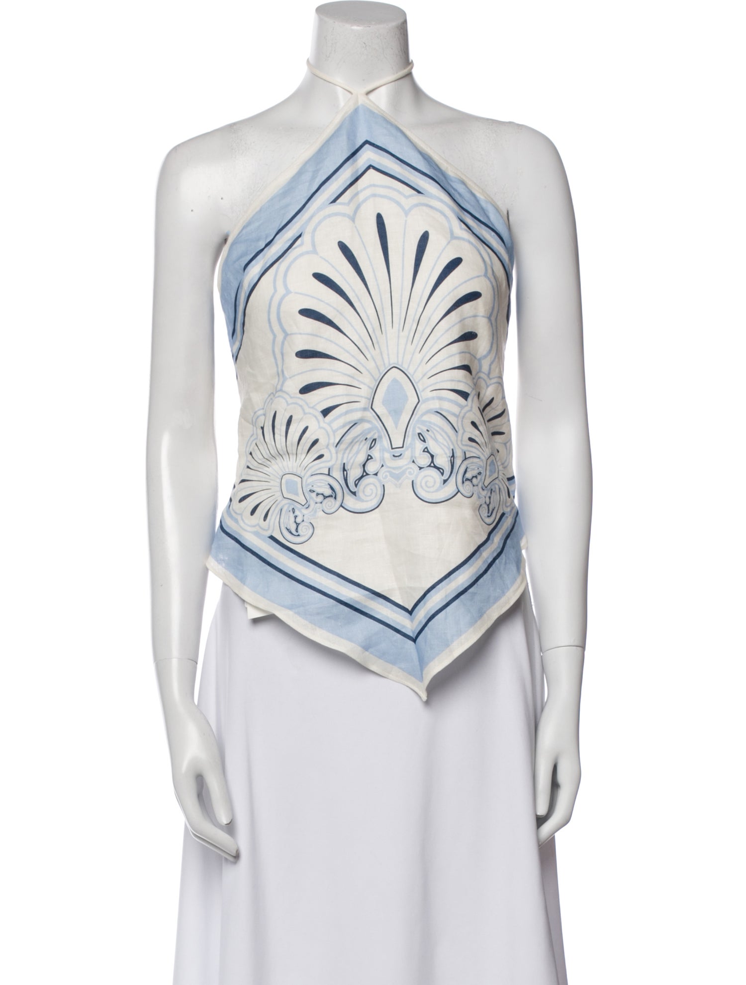 Shani Shemer Linen Graphic Print Crop Top