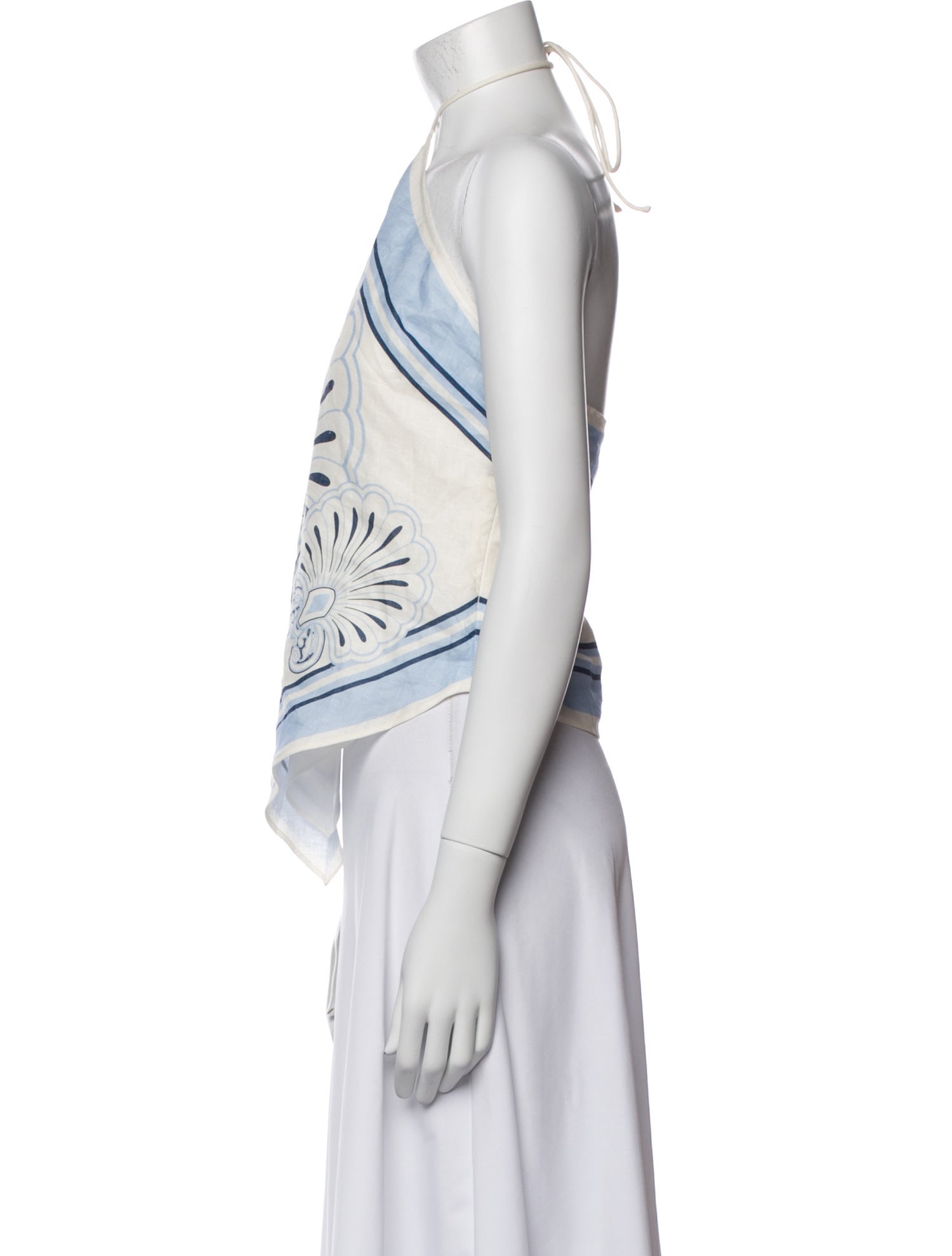 Shani Shemer Linen Graphic Print Crop Top