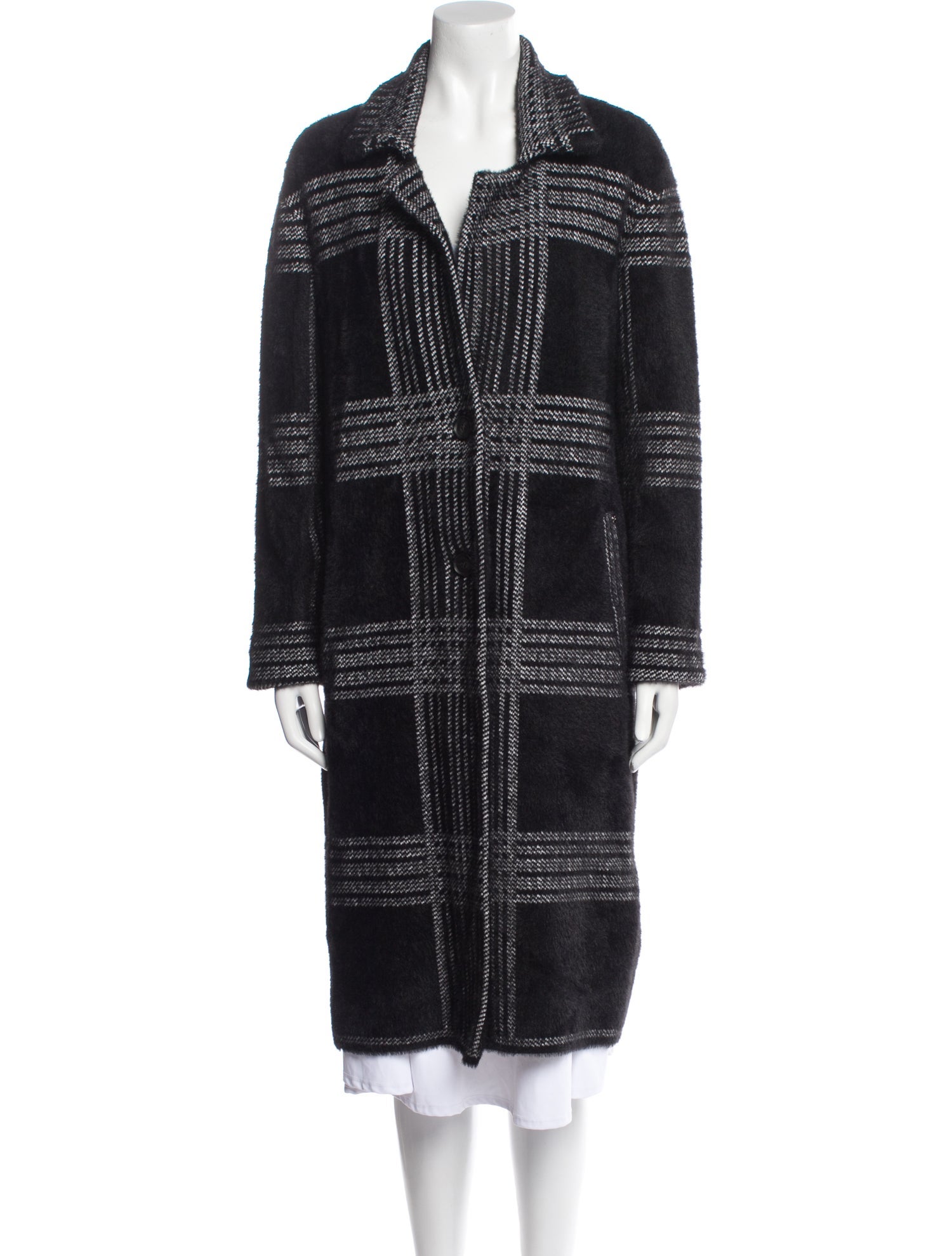 Sosken Nylon Plaid Print Coat