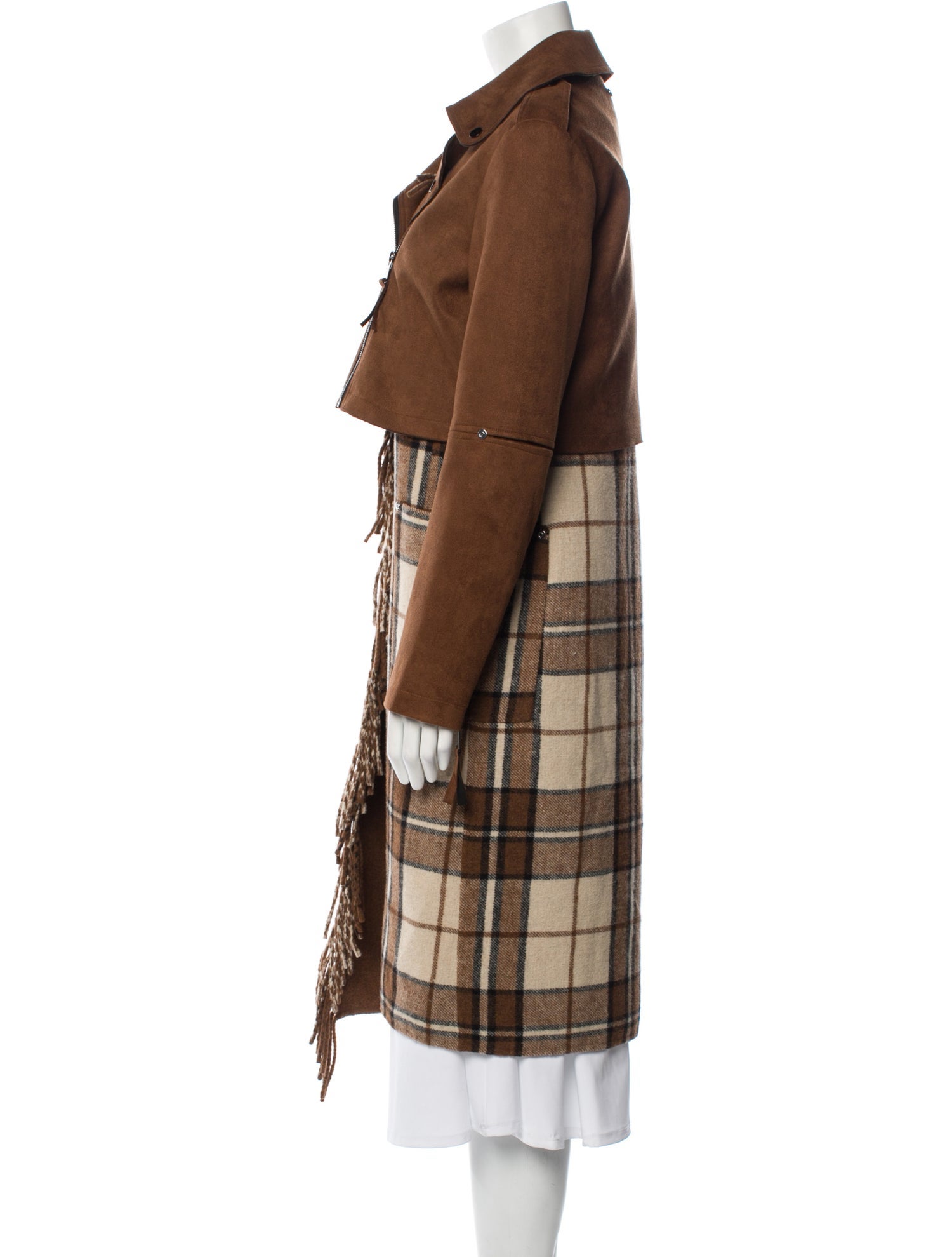 Sosken Plaid Print Trench Coat