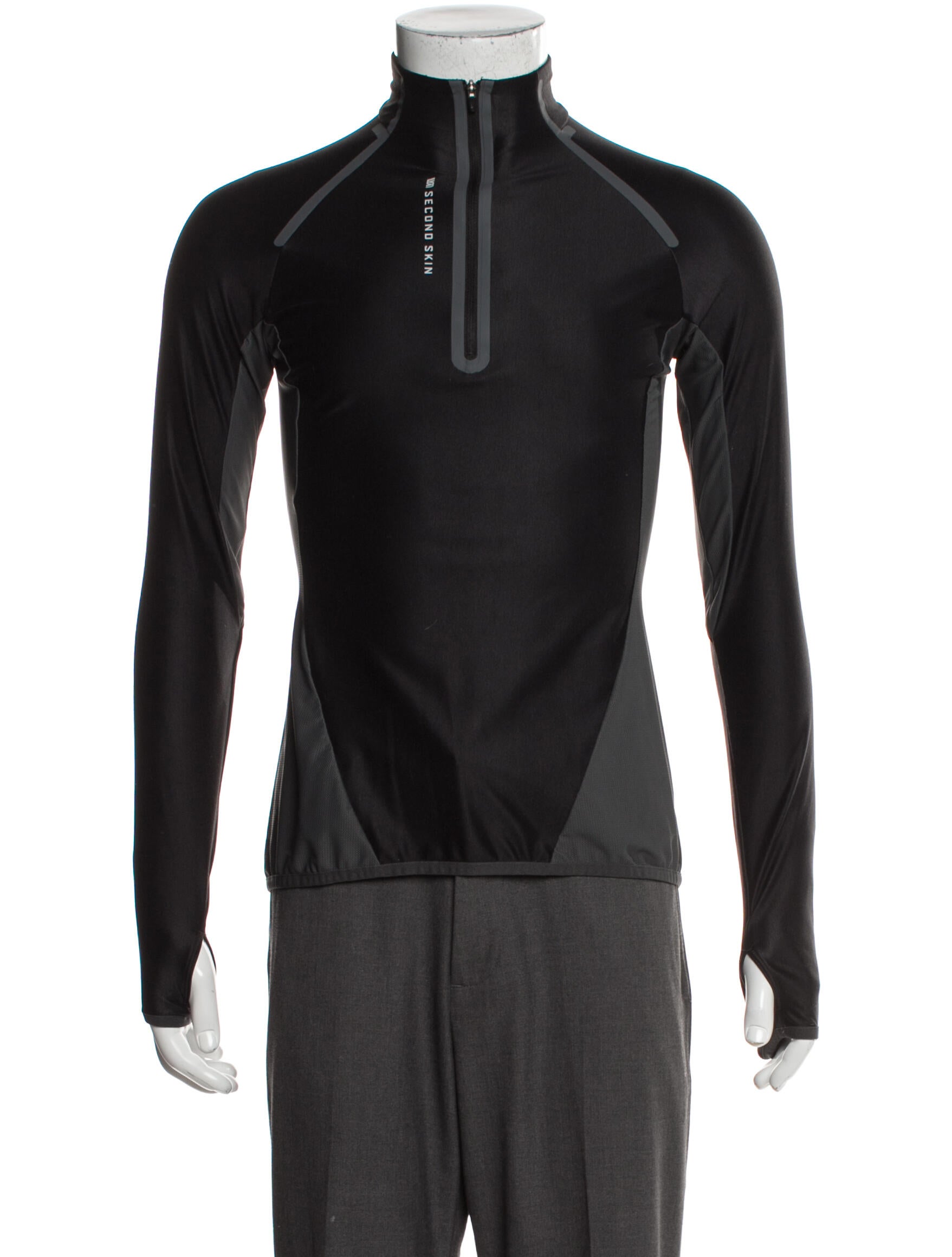 Second Skin Overalls Mock Neck Long Sleeve Polo Sweater