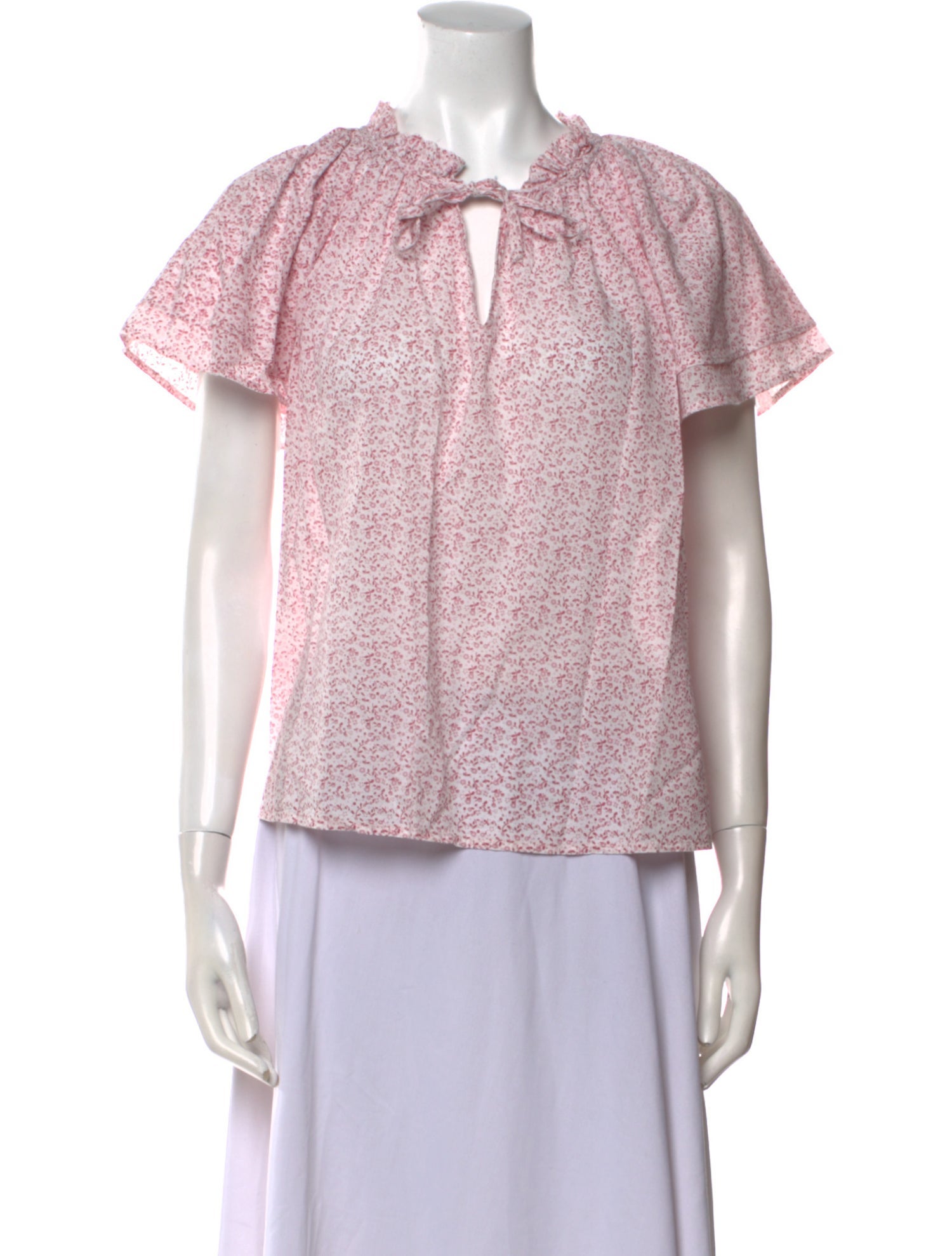 Skall Studio Tie Neck Short Sleeve Top