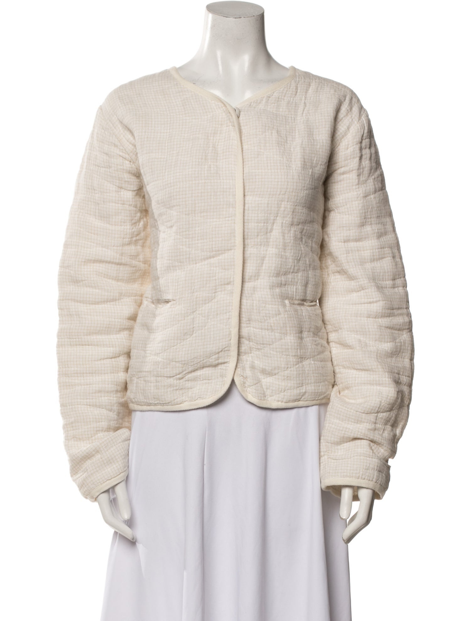 Skall Studio Linen Plaid Print Faux Fur Jacket