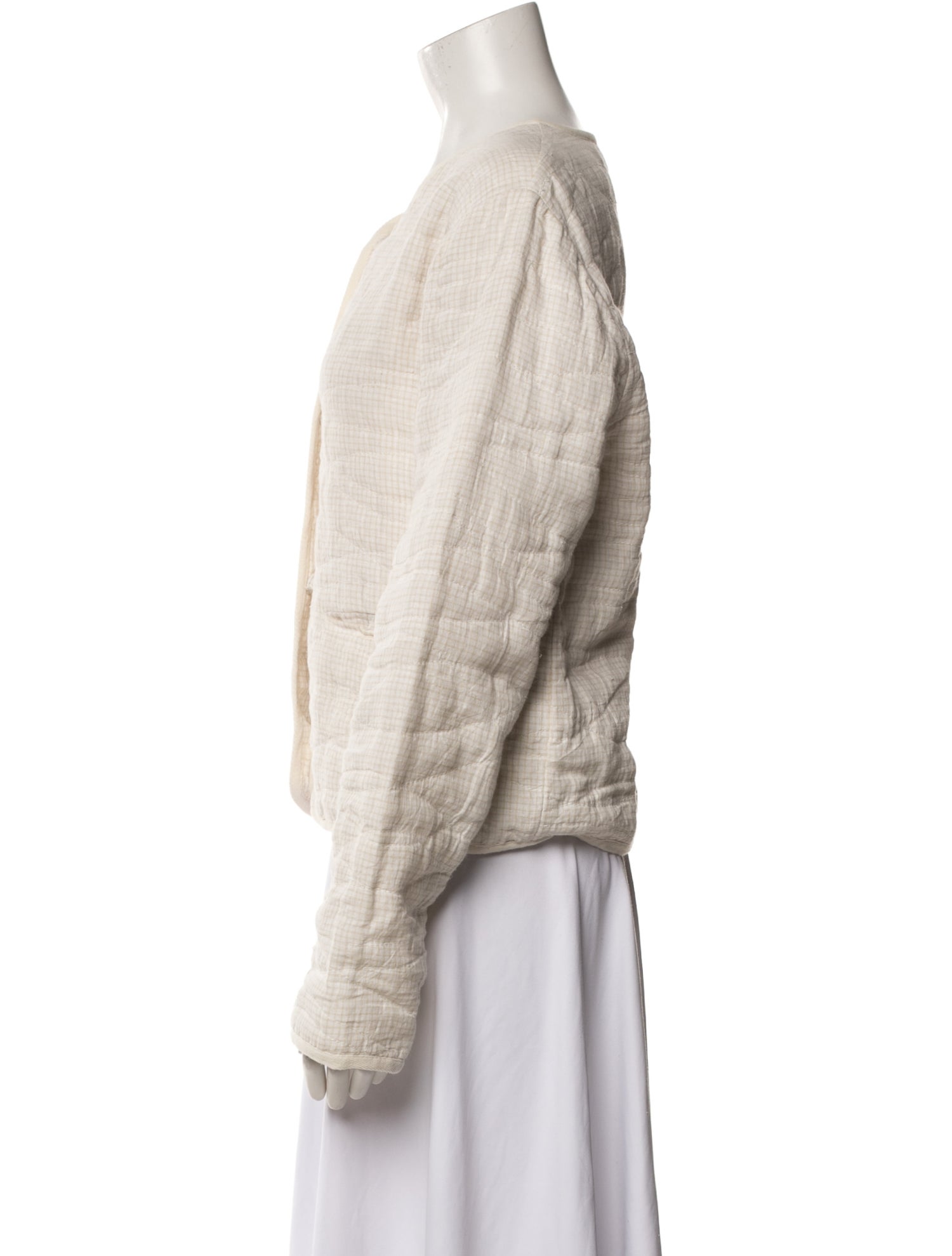 Skall Studio Linen Plaid Print Faux Fur Jacket