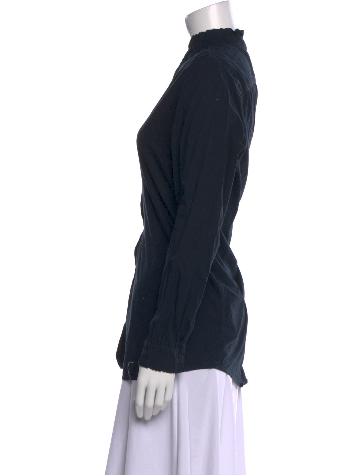 Skall Studio Mock Neck Long Sleeve Button-Up Top