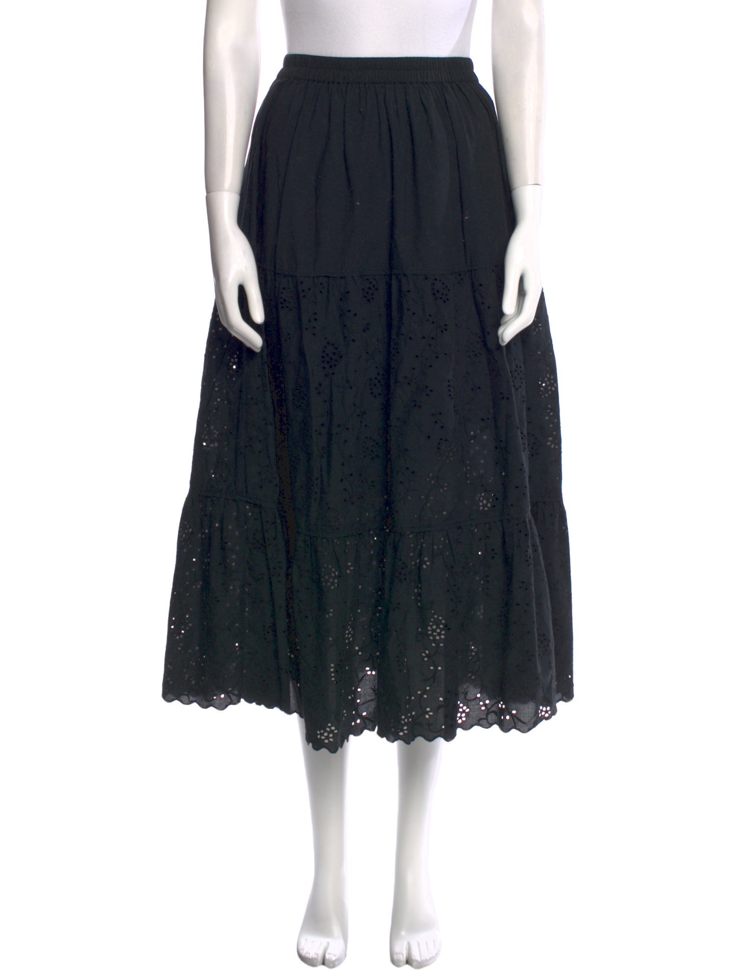 Skall Studio Embroidered Accent Midi Length Skirt