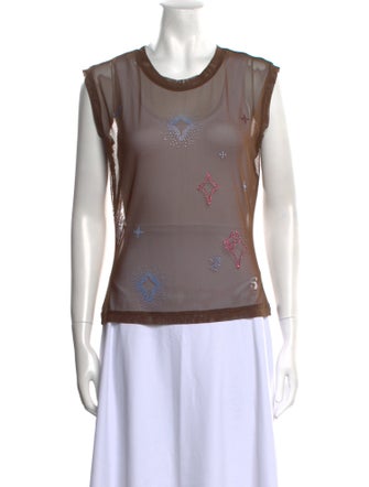 Saint Sintra Printed Scoop Neck Top