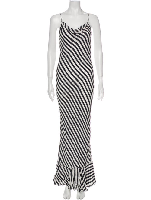Saloni Striped Long Dress Black