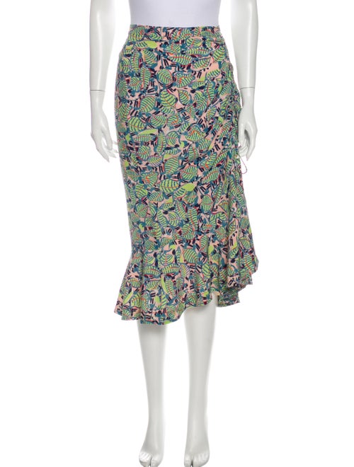 Saloni Silk Midi Length Skirt Green