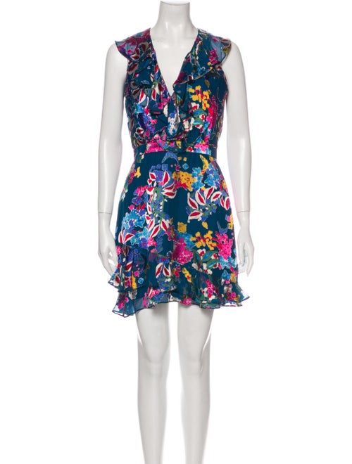 Saloni Floral Print Mini Dress Blue