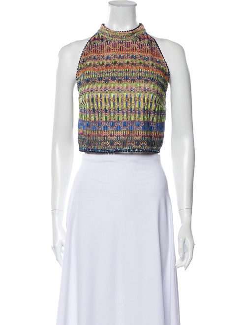 Saloni Printed Halterneck Crop Top Orange
