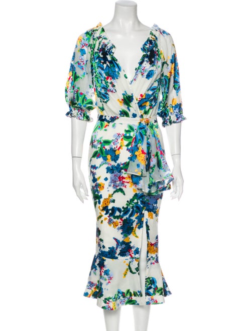 Saloni Floral Print Midi Length Dress w/ Tags