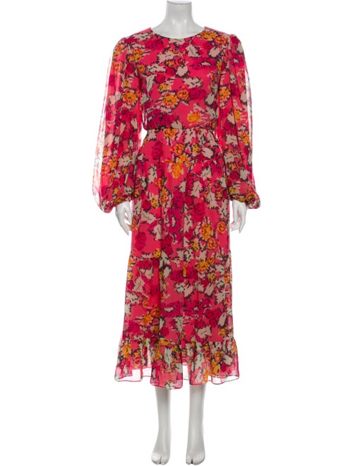 Saloni Silk Long Dress Pink