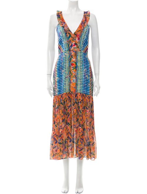 Saloni Silk Long Dress Orange