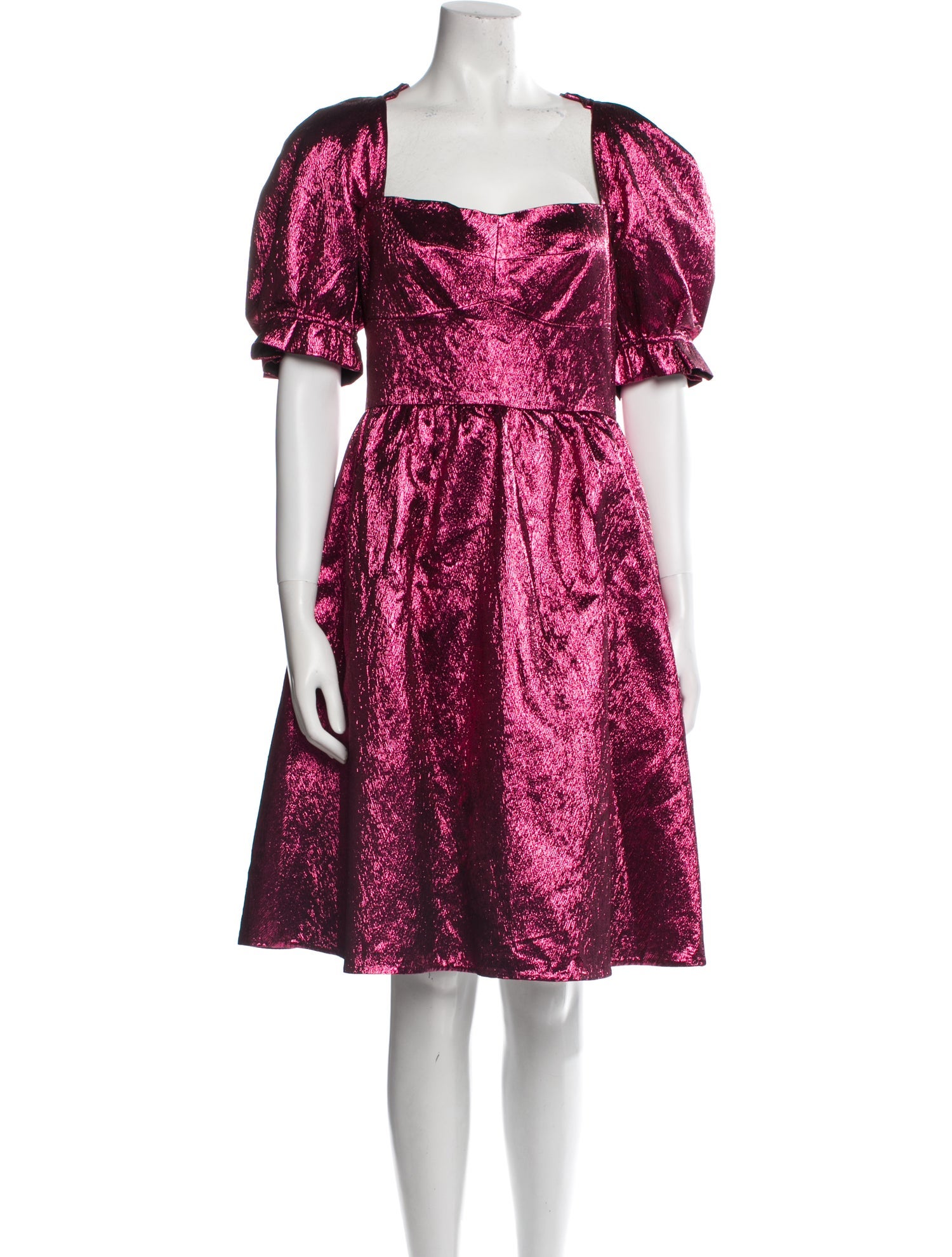 Saloni Floral Print Knee-Length Dress in Pink, Women's M Saloni Floral Print Knee-Length Dress in Pink, Women's M