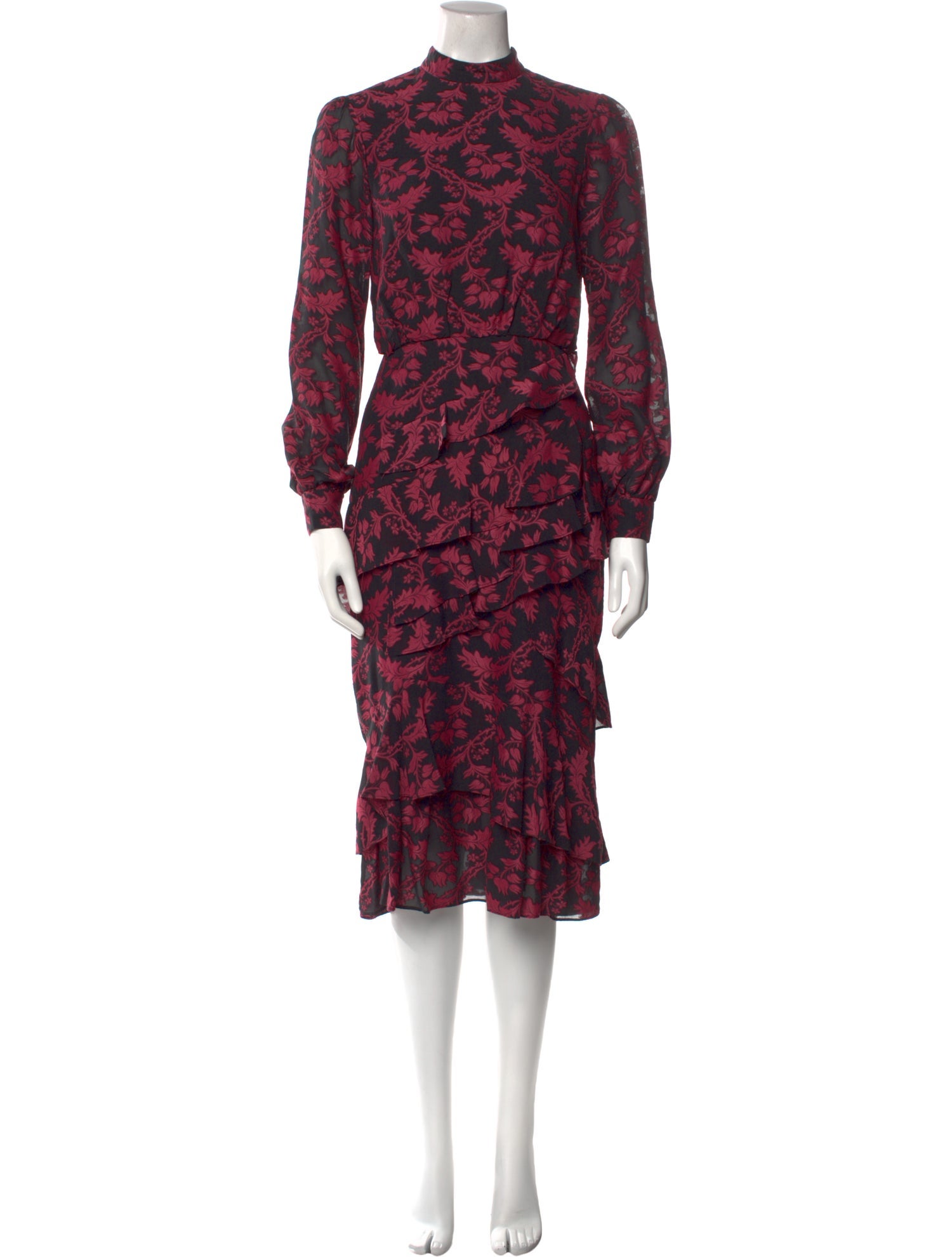 Saloni Floral Print Midi Length Dress