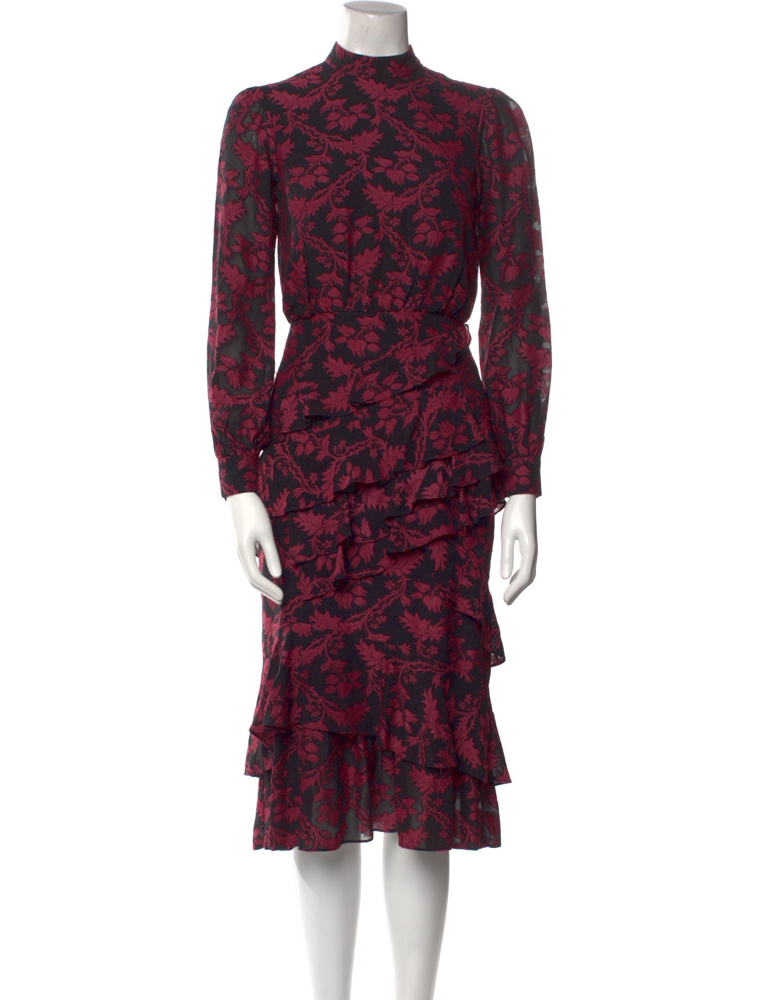 Saloni Floral Print Midi Length Dress