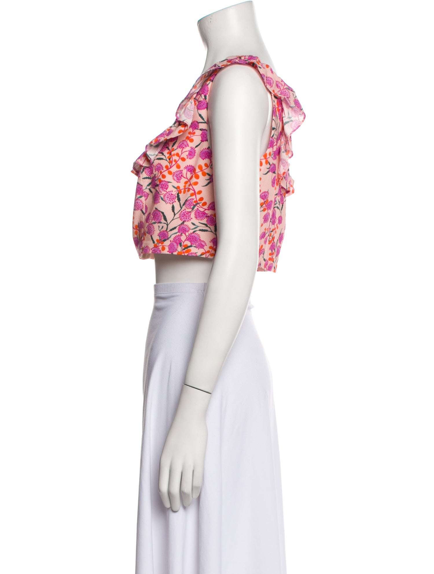 Saloni Floral Print Square Neckline Crop Top