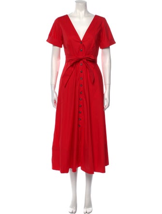 Saloni V-Neck Long Dress