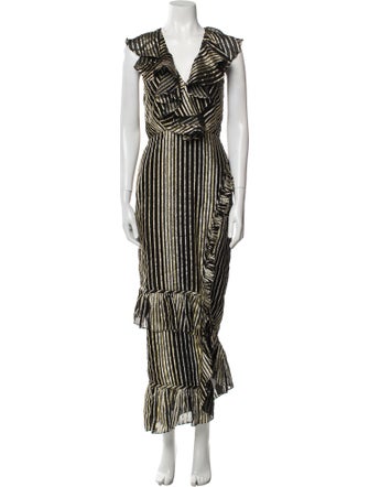Saloni Striped Long Dress