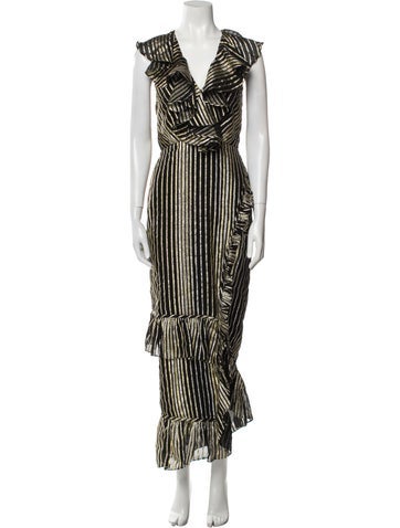 Saloni Dresses Striped Long Dress Us0, UK4 | XS