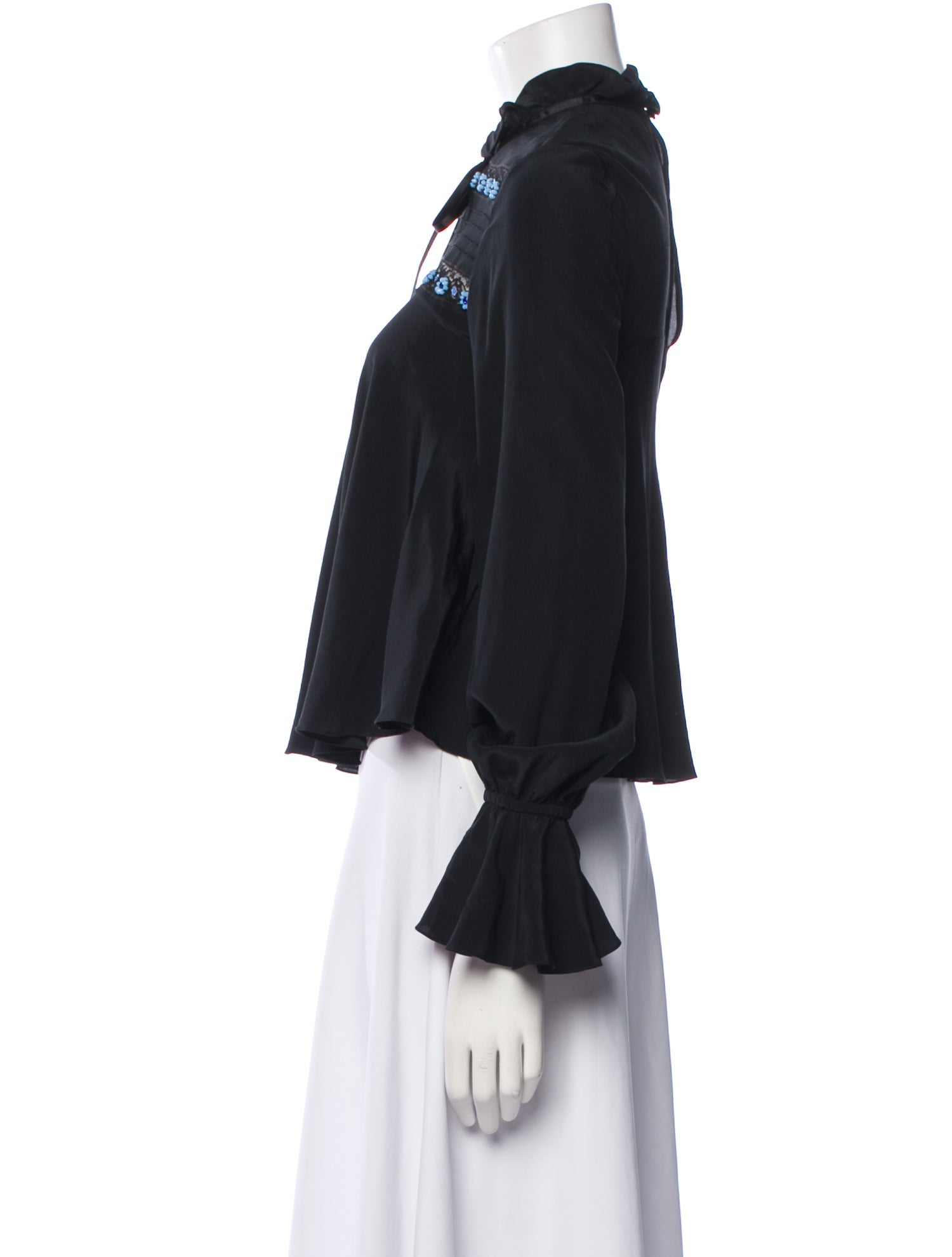 Saloni Silk Mock Neck Blouse