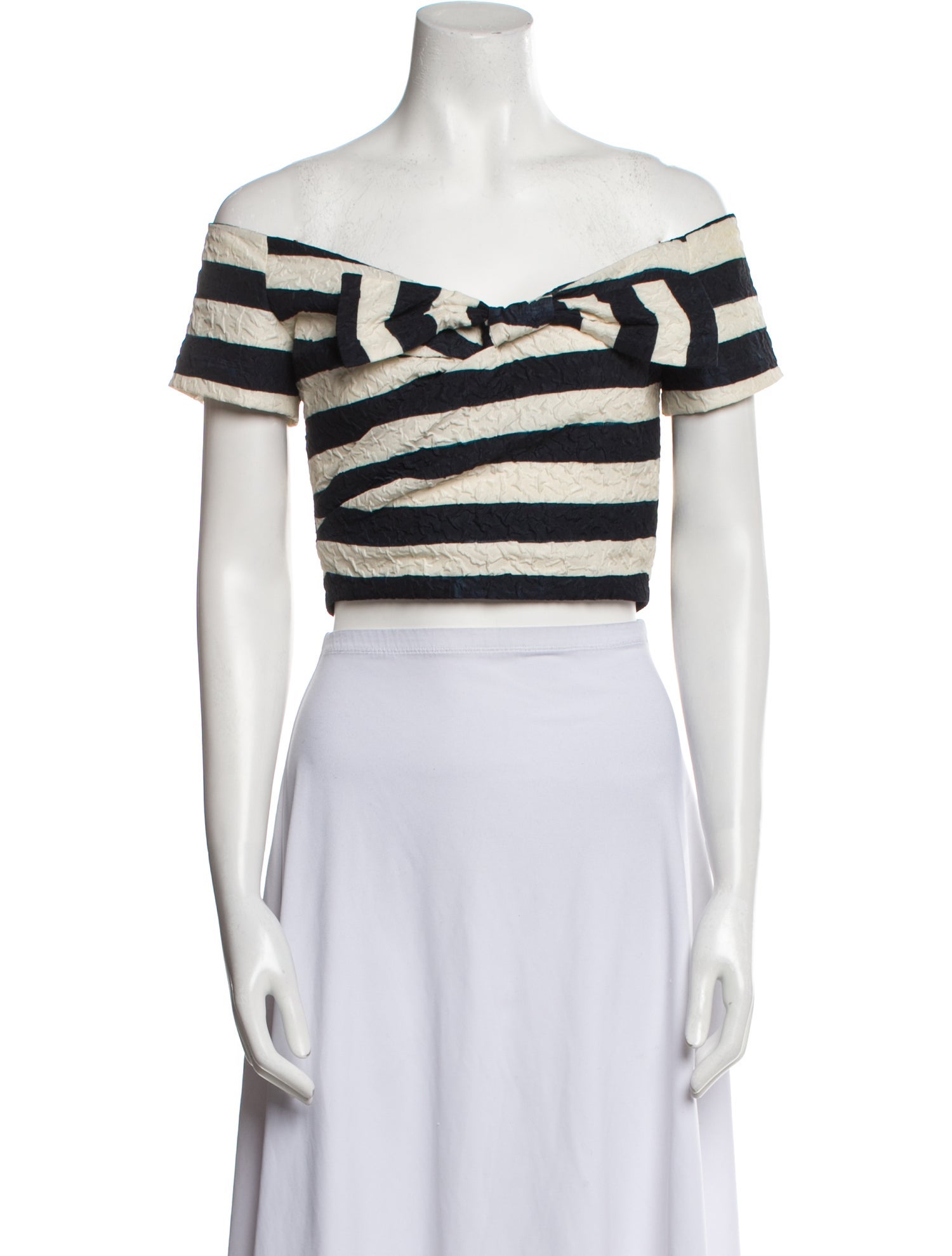 Saloni Striped Off-The-Shoulder Crop Top