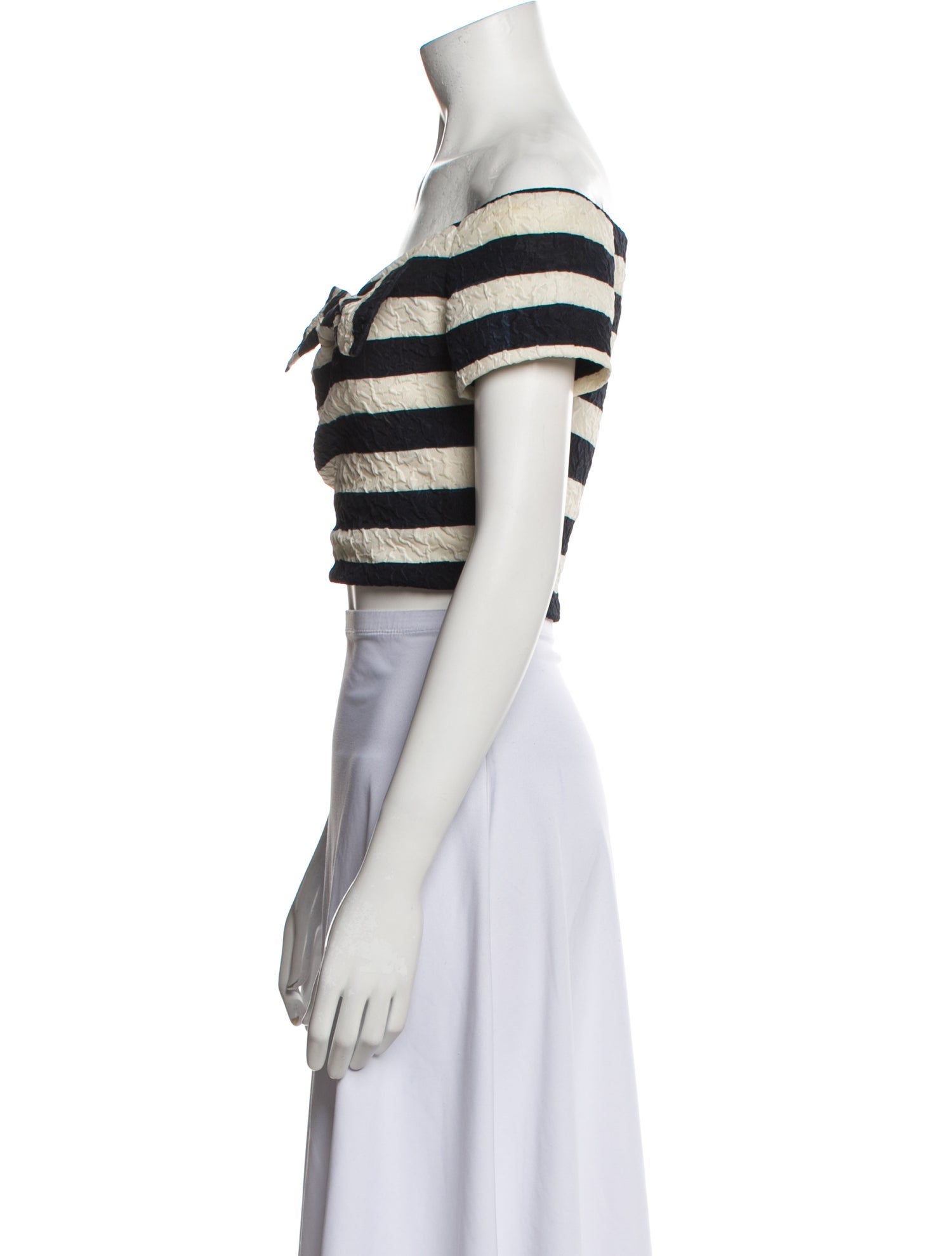 Saloni Striped Off-The-Shoulder Crop Top