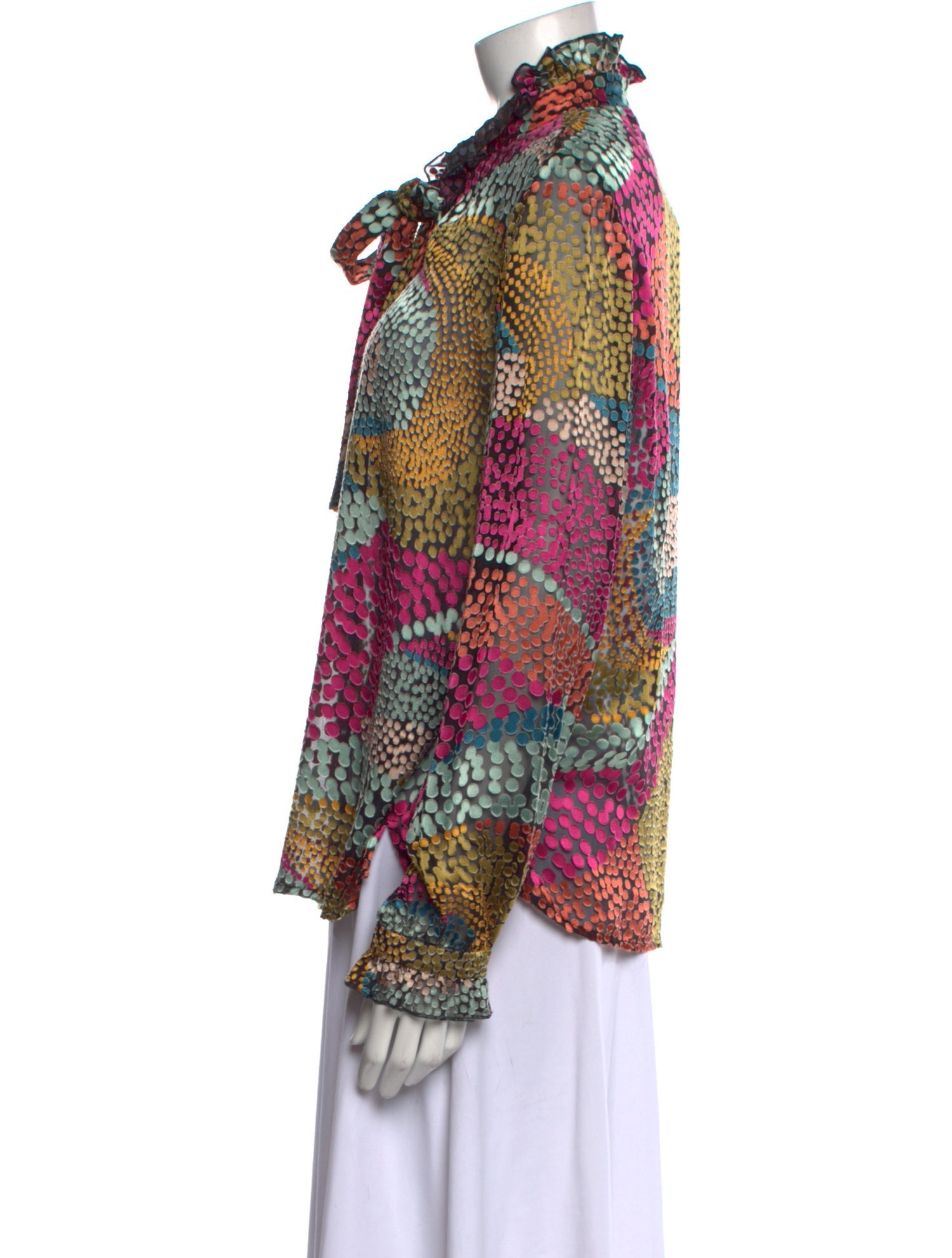 Saloni Printed Mock Neck Blouse