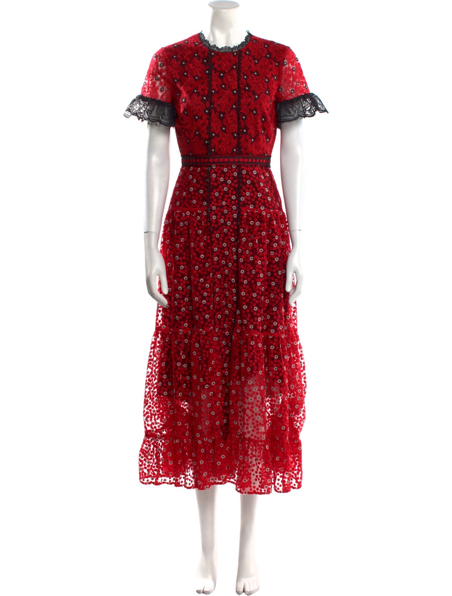 Saloni Floral Print Midi Length Dress