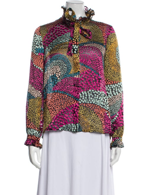 Saloni Printed Mock Neck Blouse
