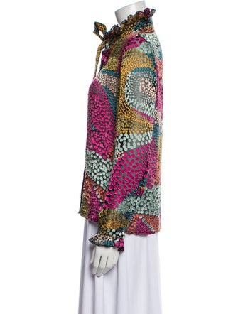 Saloni Printed Mock Neck Blouse