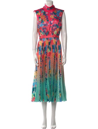 Saloni Floral Print Midi Length Dress