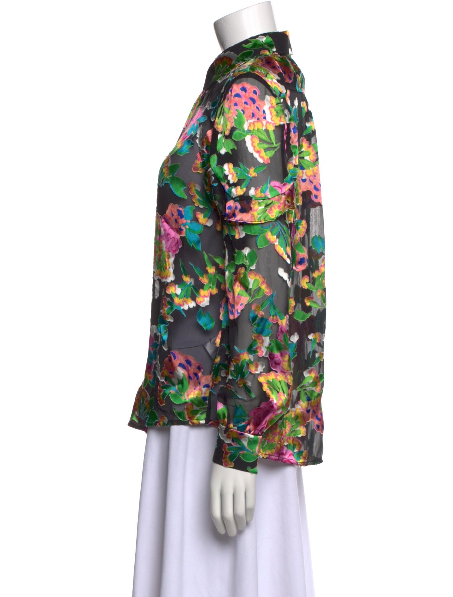 Saloni Floral Print Long Sleeve Blouse