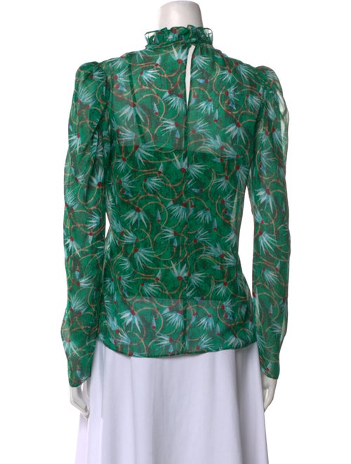 Saloni Floral Print Mock Neck Blouse