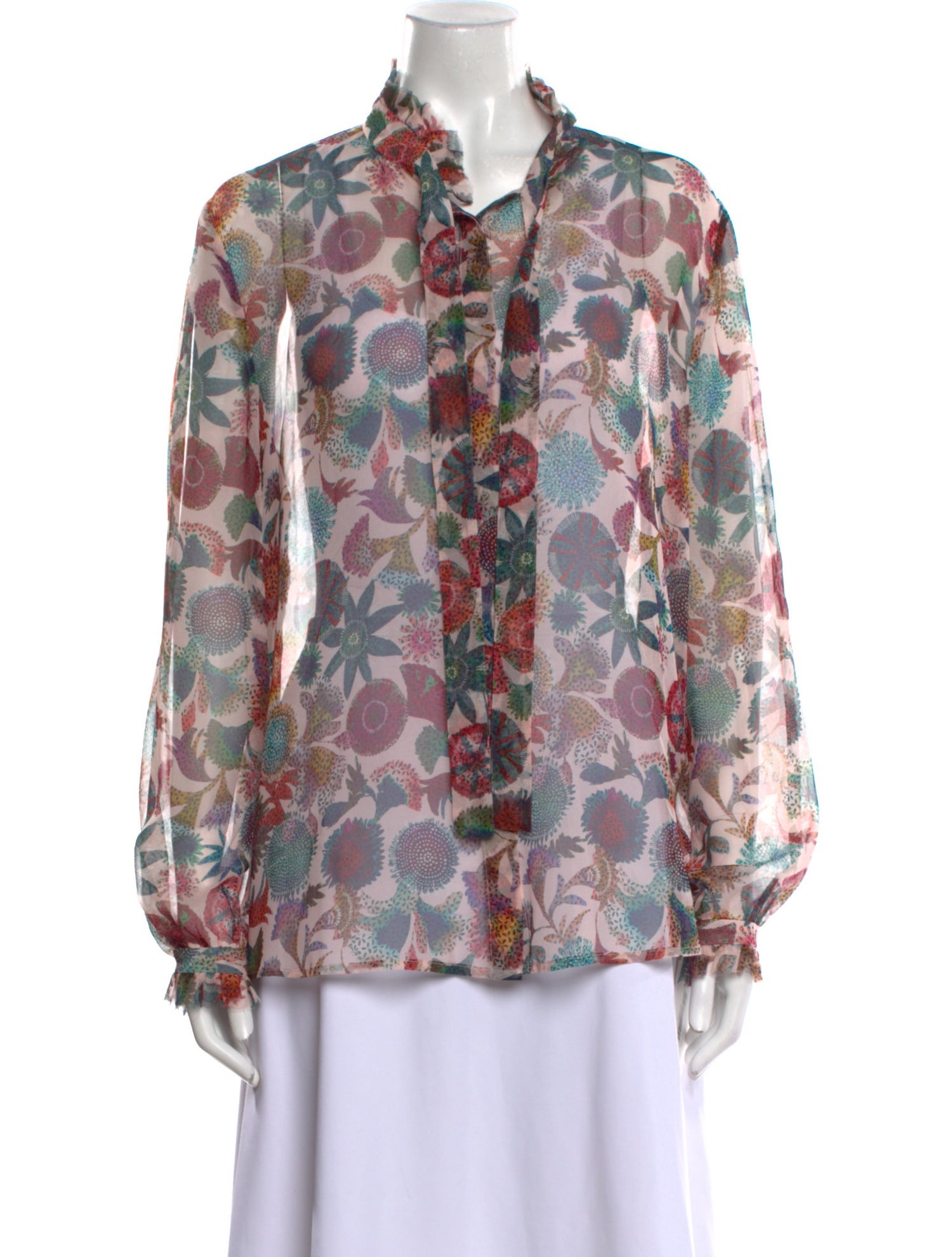 Saloni Silk Floral Print Blouse w/ Tags