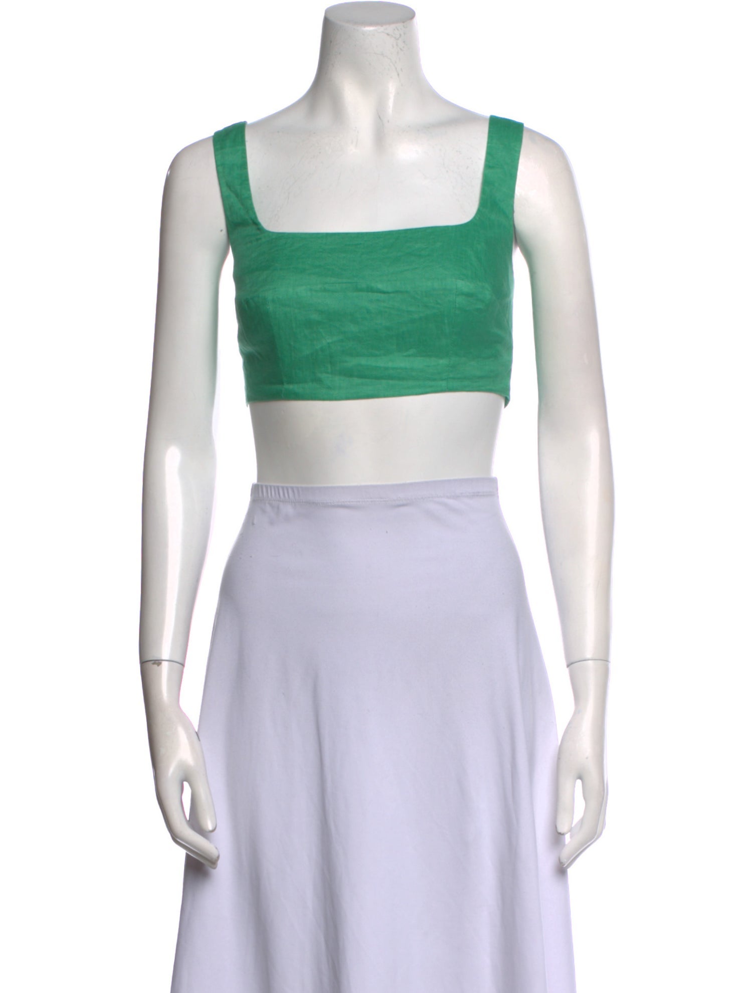 Saloni Linen Square Neckline Crop Top