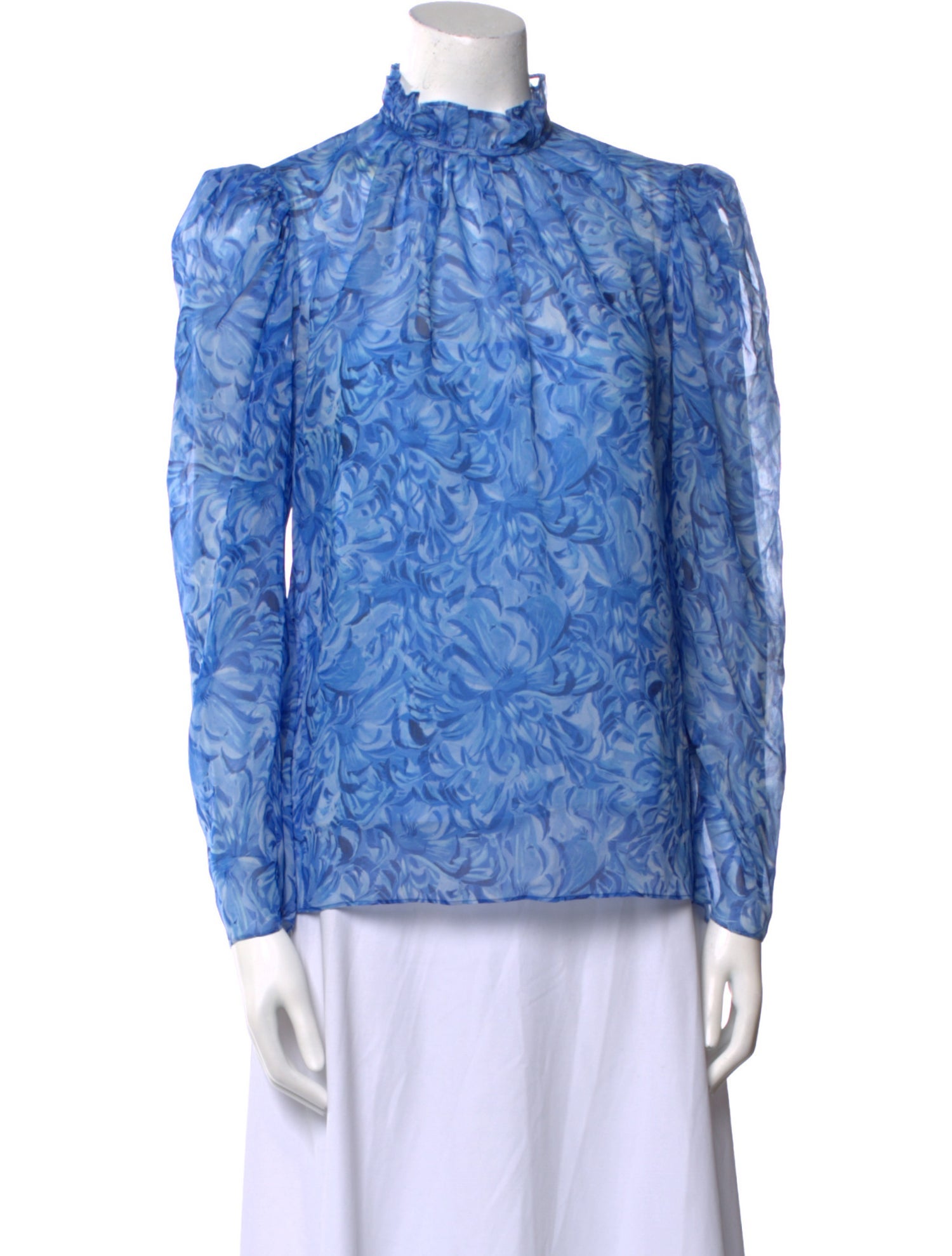 Saloni Printed Mock Neck Blouse