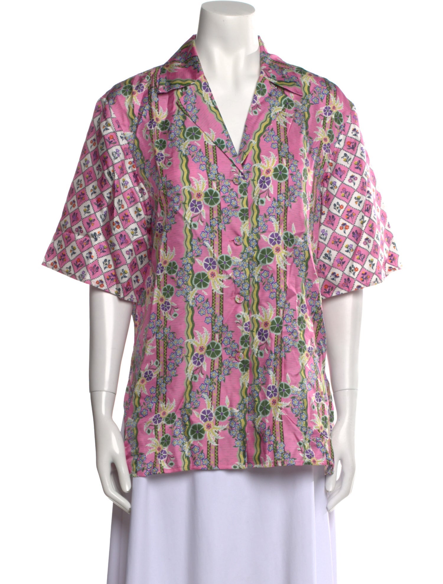 Saloni Silk Printed Button-Up Top