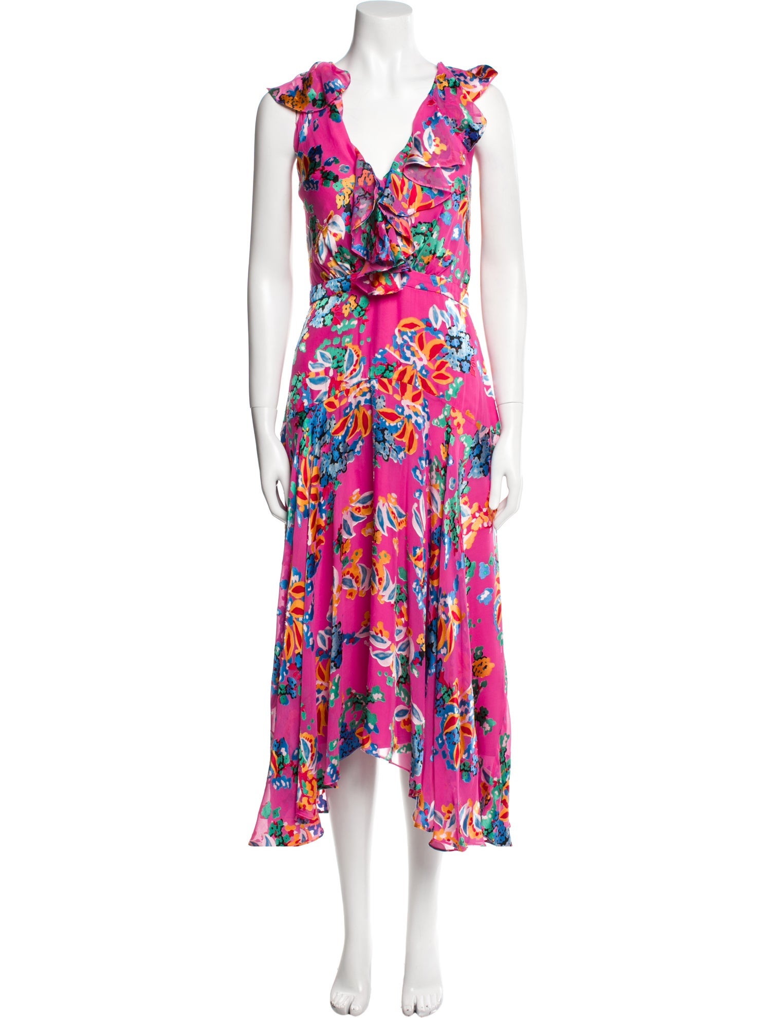 Saloni Floral Print Midi Length Dress