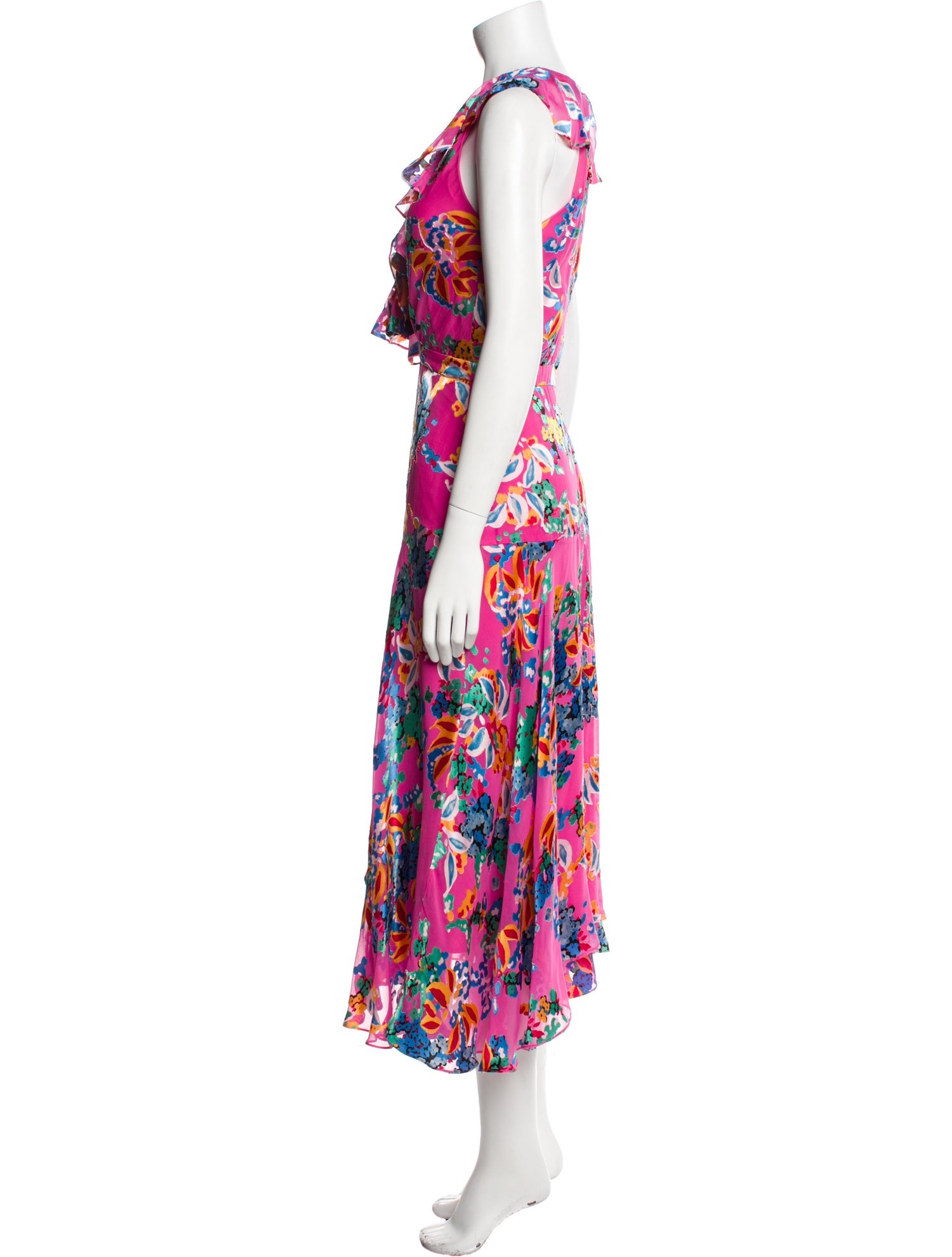 Saloni Floral Print Midi Length Dress