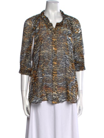 Saloni Silk Printed Button-Up Top