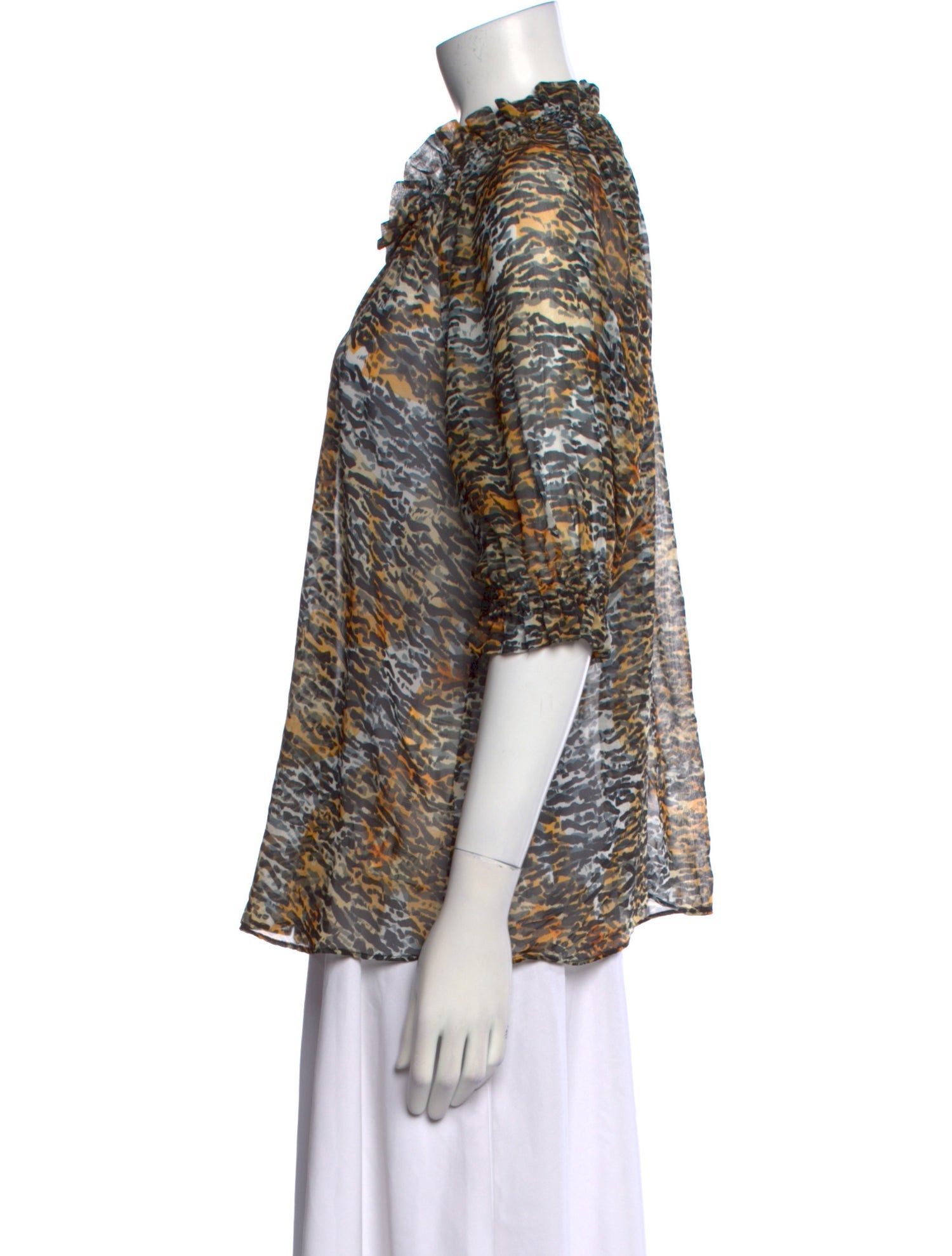 Saloni Silk Printed Button-Up Top