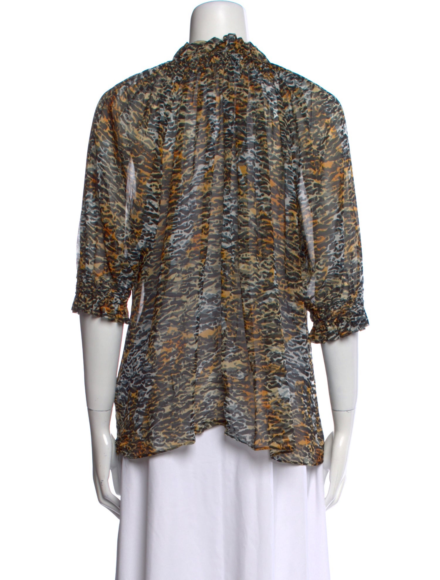 Saloni Silk Printed Button-Up Top