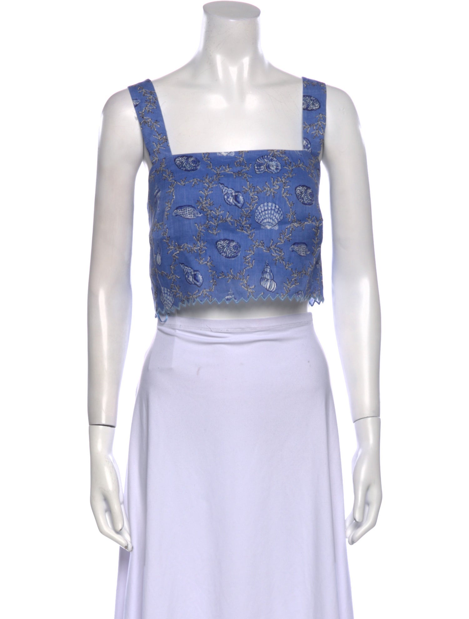 Saloni Linen Lace Pattern Crop Top w/ Tags