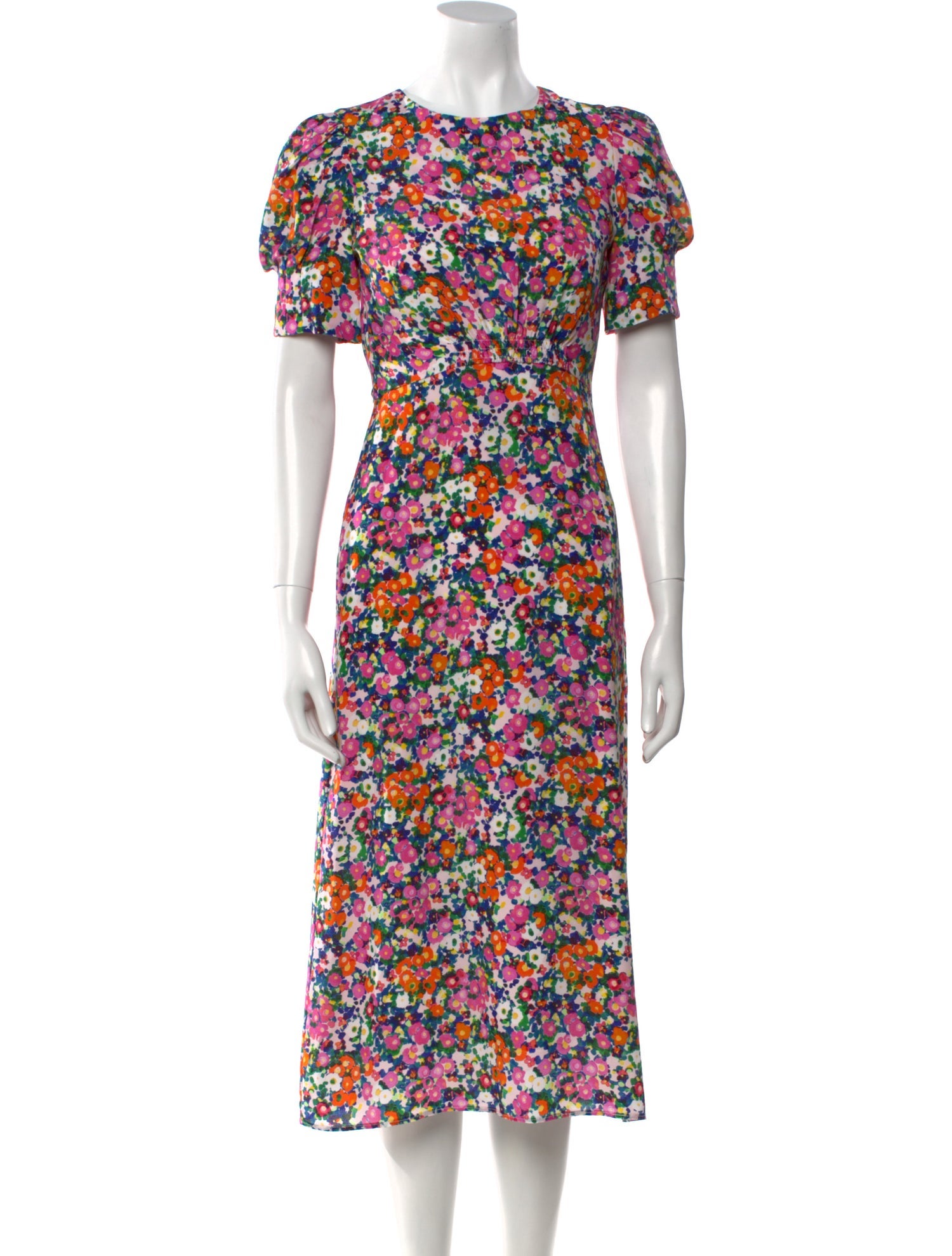 Saloni Floral Print Midi Length Dress